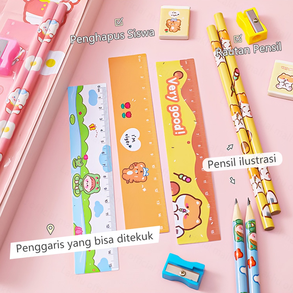 Lakhu stationery set alat tulis anak Sekolah pensil set alat tulis anak