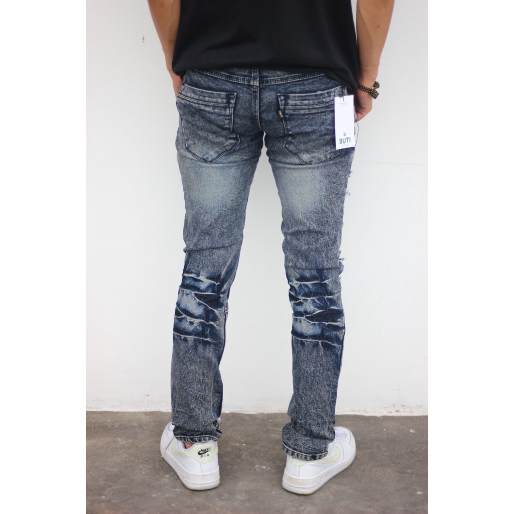 celana jeans ringkel sobek pria / jeans pria sobek / jeans sobek lutut pria / jeans denim pria / jeans slimfit sobek pria /  jeans panjang sobek pria