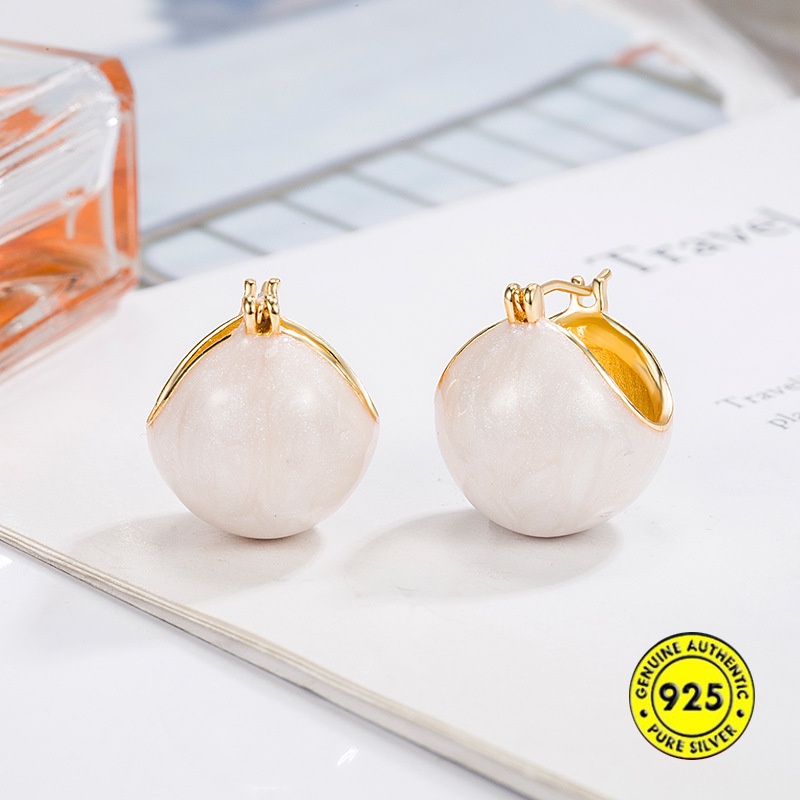 Anting Bola Seri Warna Kopi Karamel Temperamen Retro Wanita Musim Gugur/Dingin Anting U1450