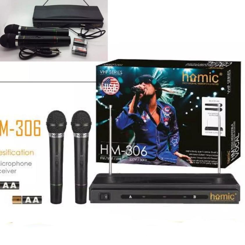 Diskon Terbaik COD MIC WIRELESS HOMIC HM-306 Microphone Double Wireless//MIC WIRELESS//MIC KARAOKE//