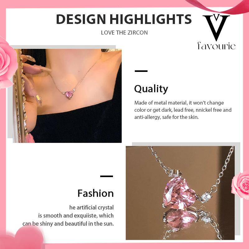 CODkalung cinta mewah yang manis dan ringan  kalung liontin zirkon  desain niche wanita-FA