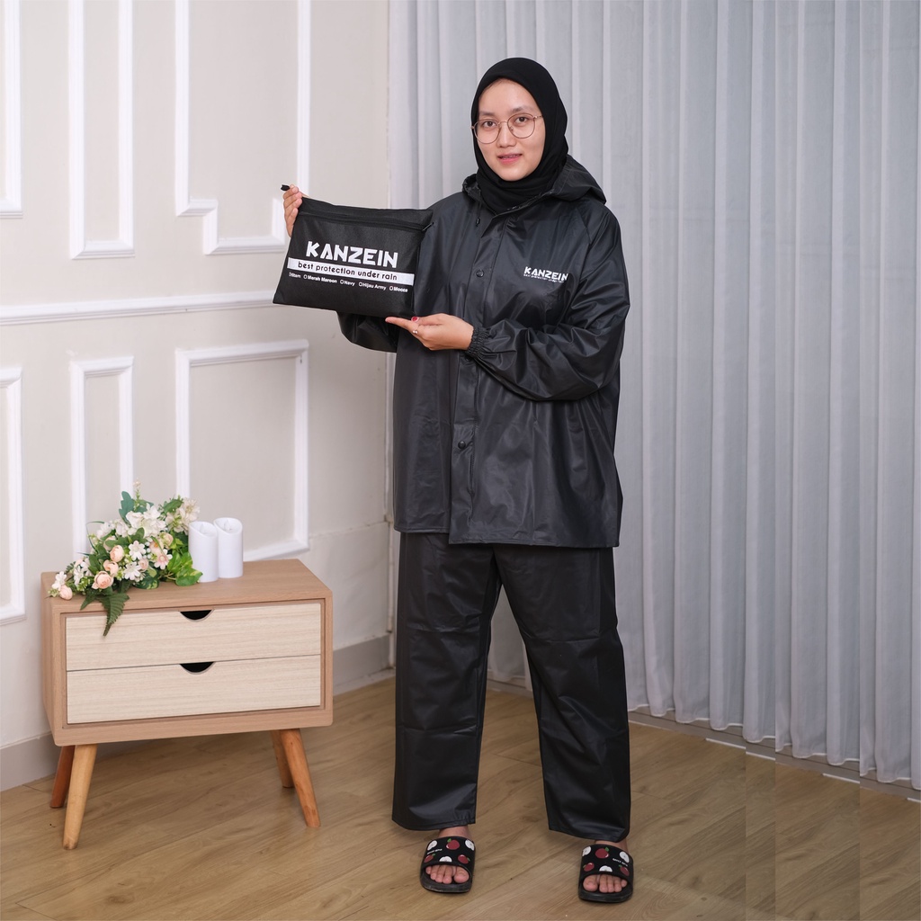 JAS HUJAN SETELAN STELAN JAKET CELANA ATAS BAWAH PRIA WANITA CEWE COWO MEREK KANZEIN