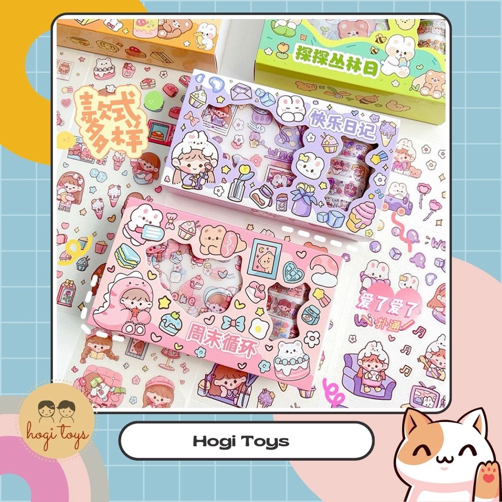 

Paket Stiker dan Washi Tape Box Momo Aesthetic