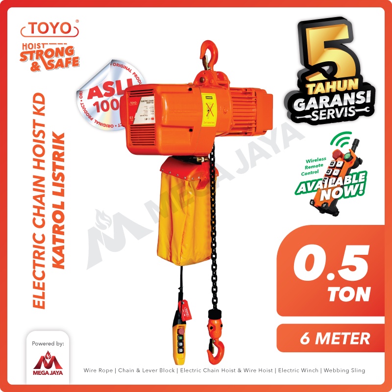 TOYO Electric Chain Hoist 0.5 Ton x 6 Meter KD Series