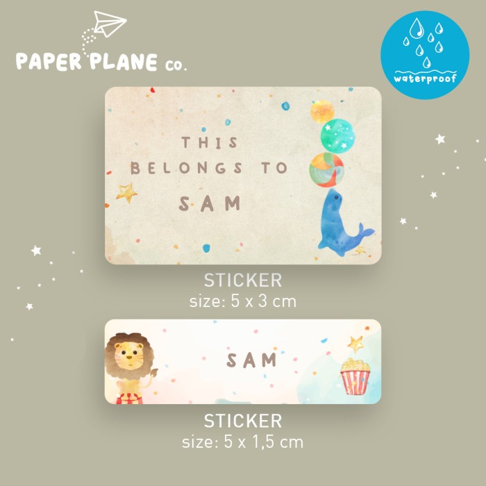 

Stiker Sticker Label Nama Anak Tema "Circus" Tahan Air Anti Luntur Custom