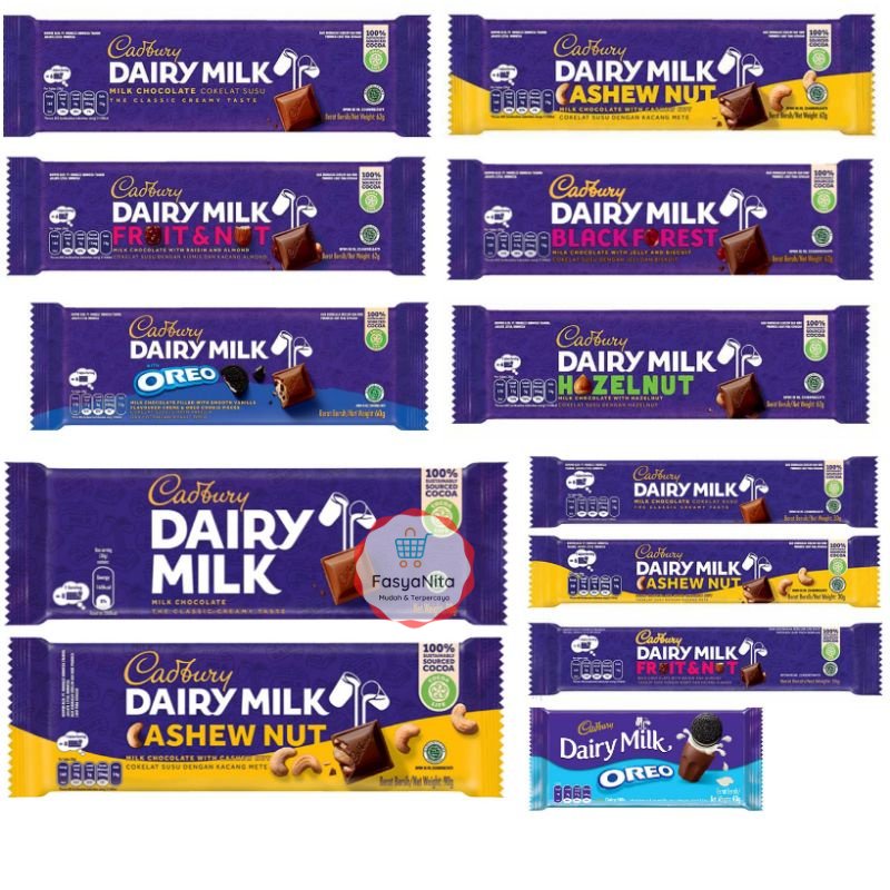 Jual Cadbury Dairy Milk Aneka coklat Oreo milk cashew nut fruit