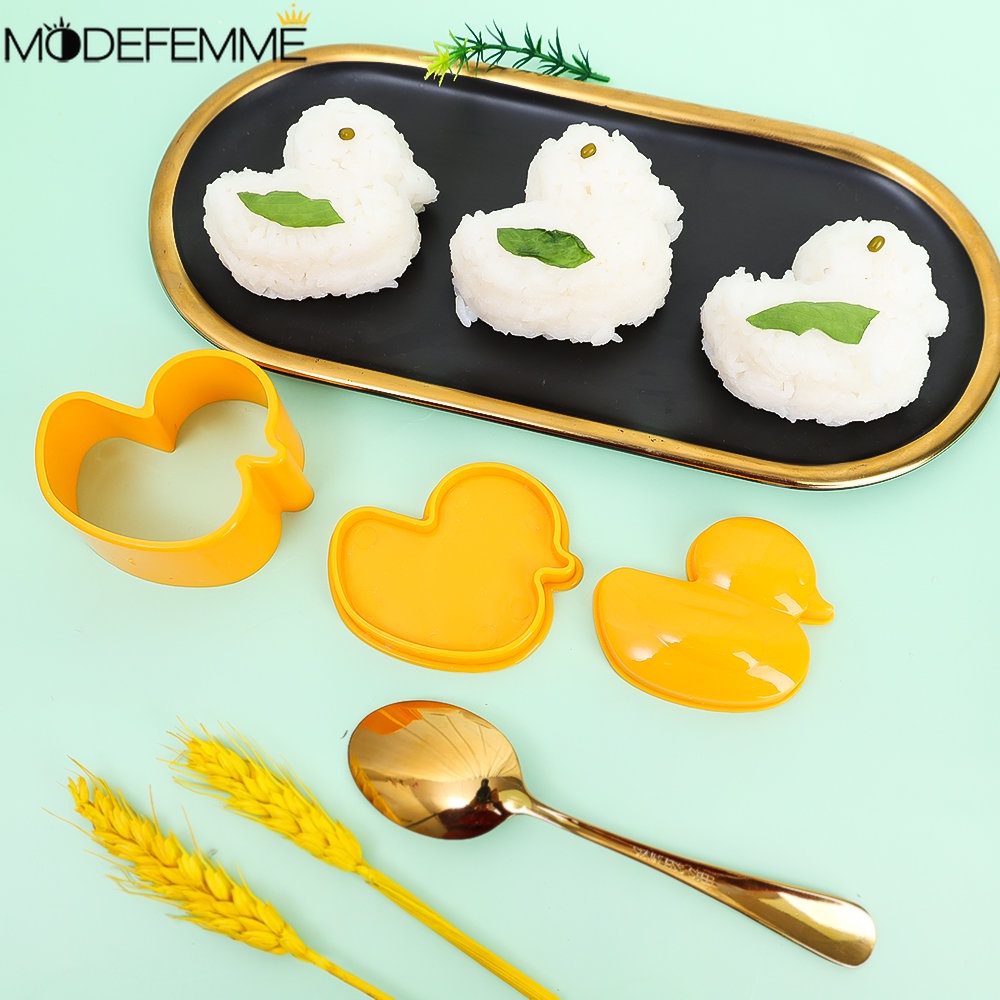 Kreatif Anak Bento DIY Gadget Bebek Kuning Berbentuk Nasi Bola Cetakan Kartun Sushi Buah Membuat Cetakan Roti Biskuit Menekan Model