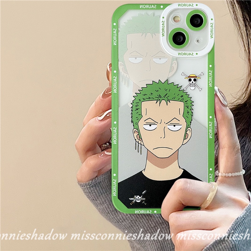 IPHONE Casing Kompatibel Untuk Iphone11 13 12 14 Pro Max 6 6s 8 7 Plus XR X XS Max Se2020 Kartun One Piece Zoro Luffy Angel Eyes Shockproof Soft TPU Case