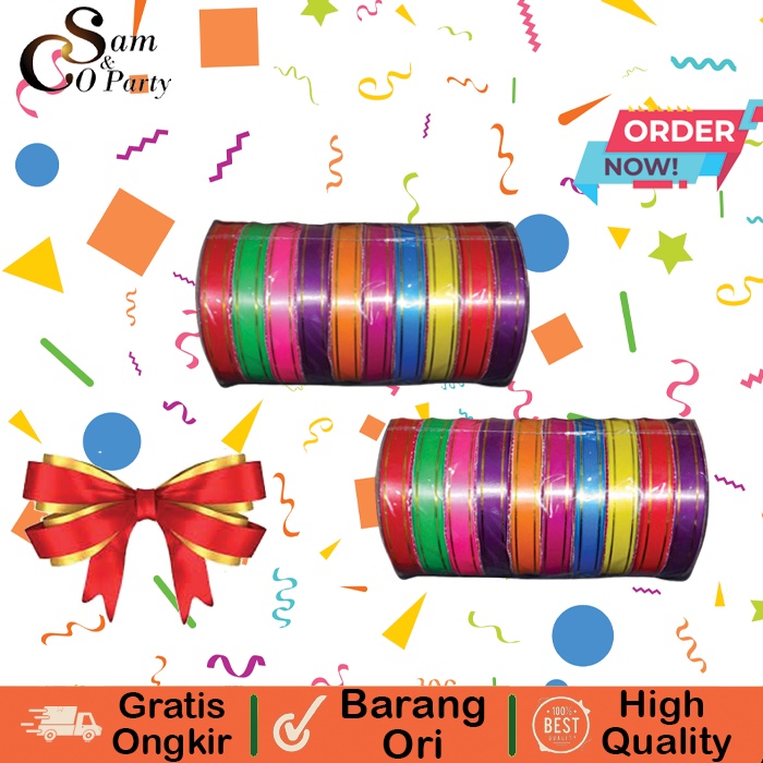 

Pita Kado / Pita Jepang Warna Warni / Pita Jepang Lis emas (1 roll)