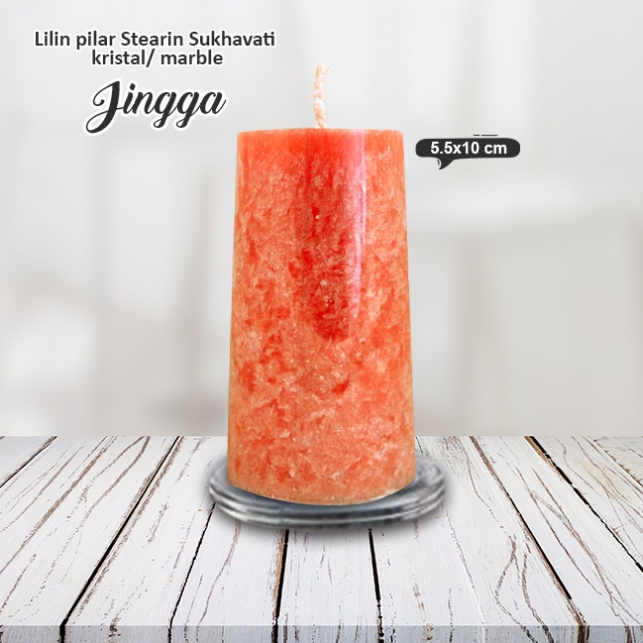 Lilin Orange Stearin Candle Marble Kristal Sukhavati Serbaguna 10cm