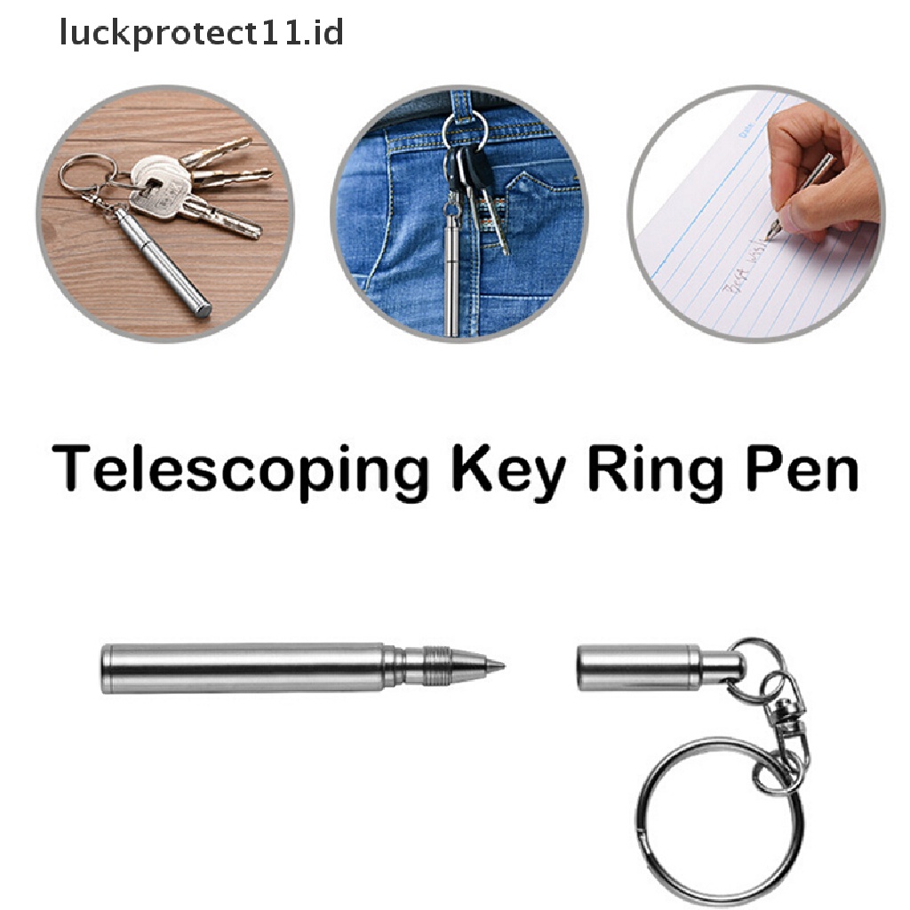 /Fashion Hot//// Gantungan Kunci Pen Keyring Stainless Steel Teleskopik Gantungan Kunci Hadiah Alat Sig Darurat.