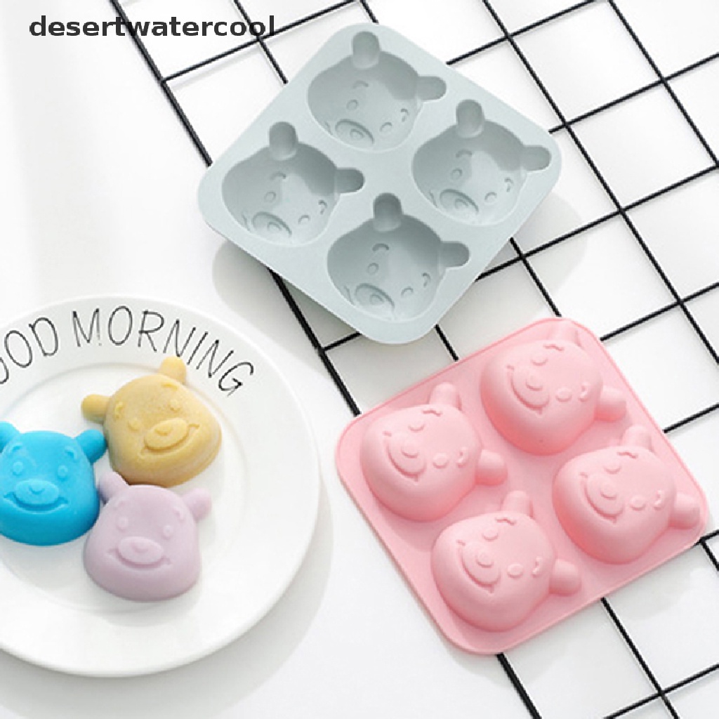 Deid 1Pc 4-rongga Silikon Cetakan Kue 3D Beruang Cetakan DIY Baking Dessert Bakeware Alat Martijn