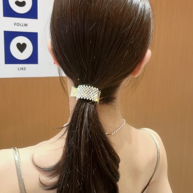 GrosirMart Jepitan Rambut Ponytail / Jepit Ekor Kuda Bahan Alloy Aksen Mutiara Berlian Imitasi Gaya Korea Untuk Wanita