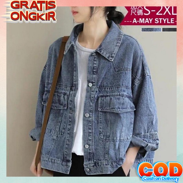 Jkt Jins Perempuan Dewasa Jaket Wanita Jeans Oversize Import Jins Jacket Jins Waita Import Jacket Ce