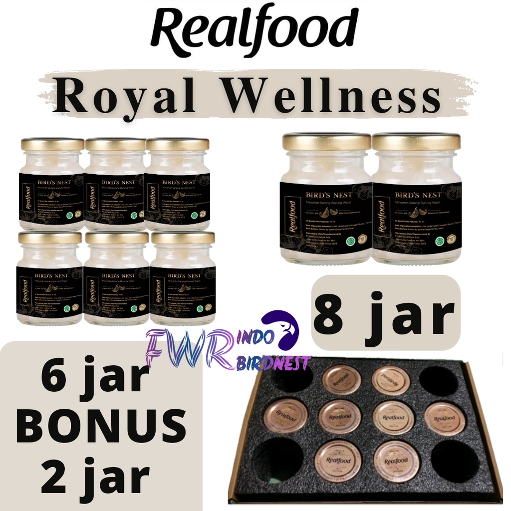 

REALFOOD ROYAL WELLNESS 6 BONUS 2 JAR Minuman sarang walet