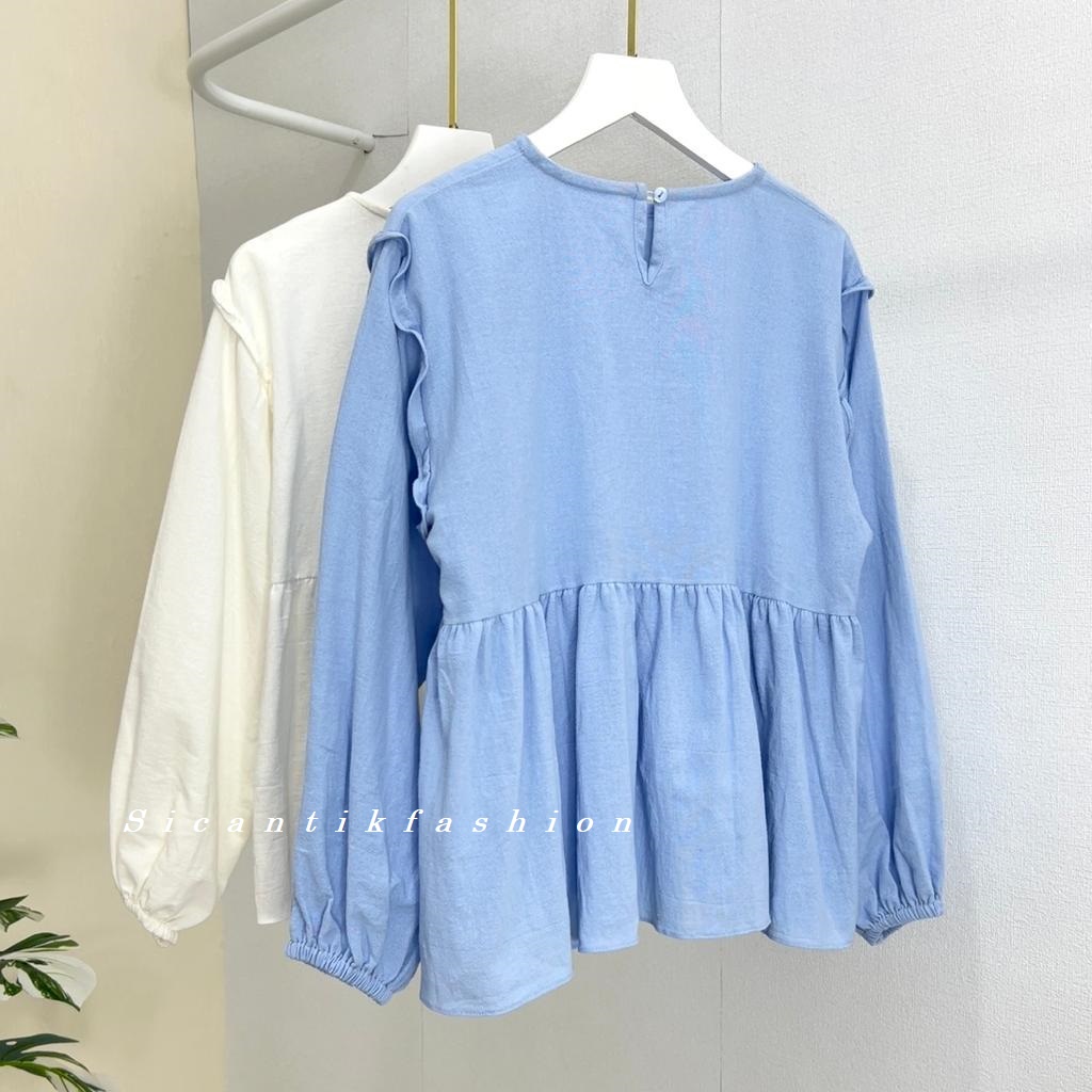 Kemeja Blouse Wanita Linen Premium