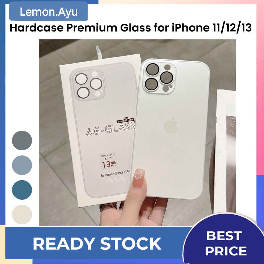 Casing Hardcase iPhone 11 12 13 Full Covered with Camera Lens Protector Premium Glass