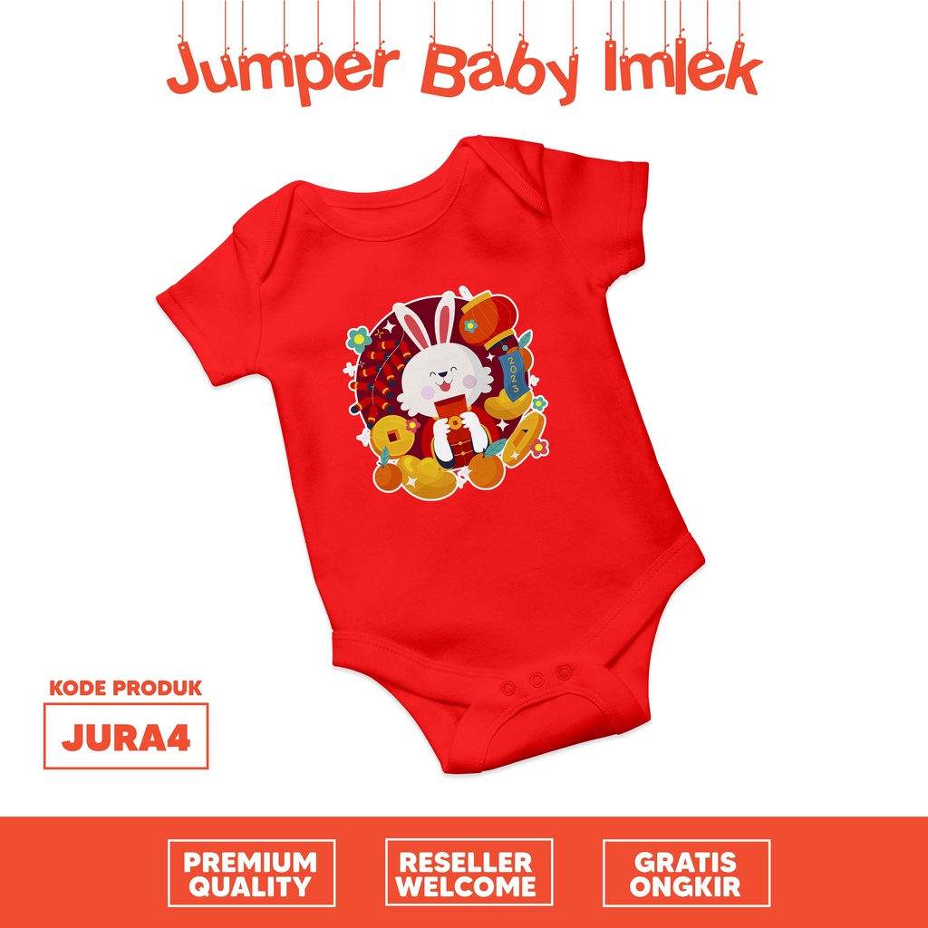 [JUMPER BABY] sincia chinese new year imlek shio rabbit kelinci bodysuit premium quality tahun baru cina