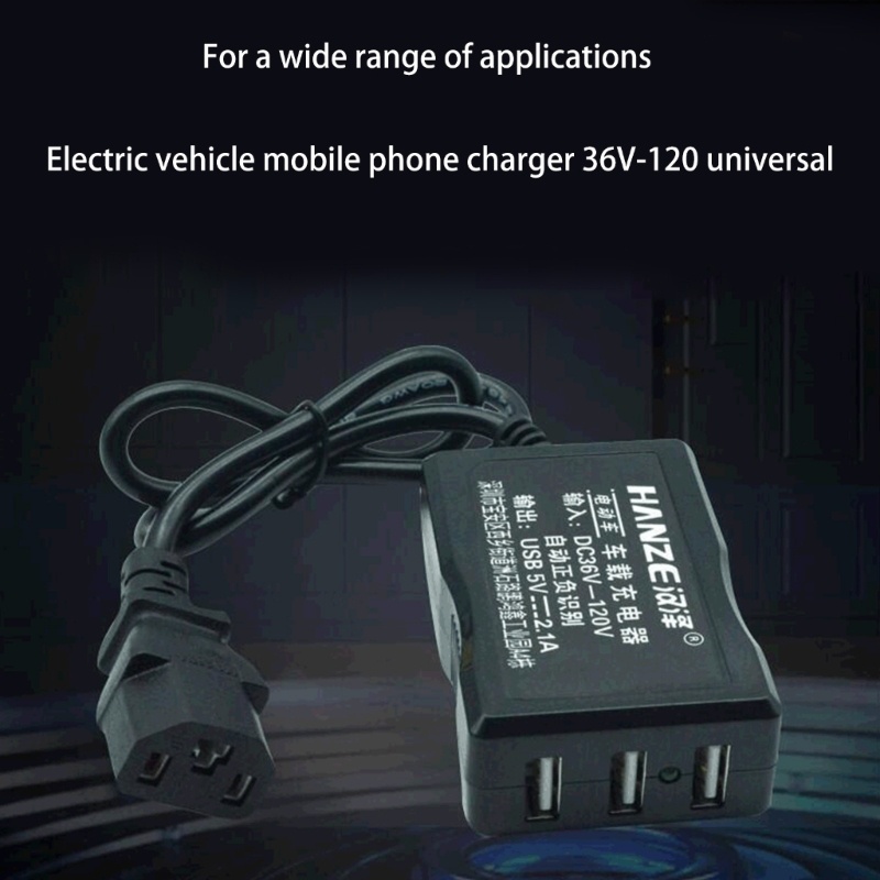 Zzz Charging Adapter DC36V 48V 72V 120V Ke 5V 2.1A Converter Untuk Ponsel Android iOS GPS E-Bike Sepeda Listrik 3port Char