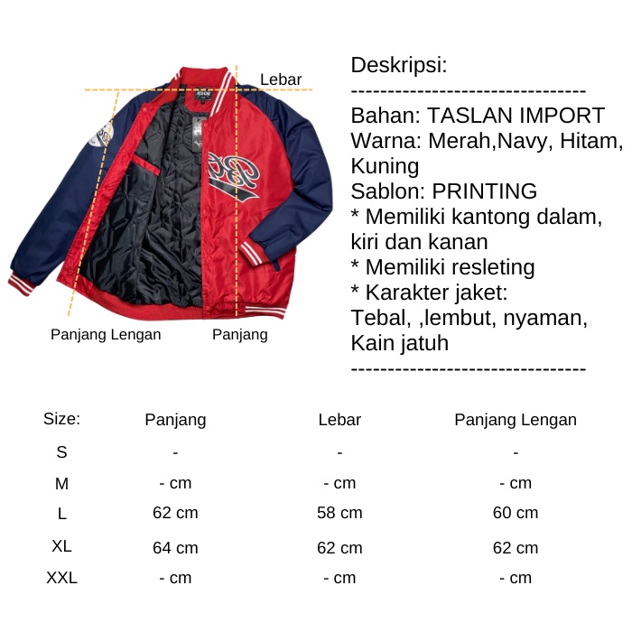 Jaket Baseball Varsity Jacket Boomber Parasut Windbreaker Raglan BGSR