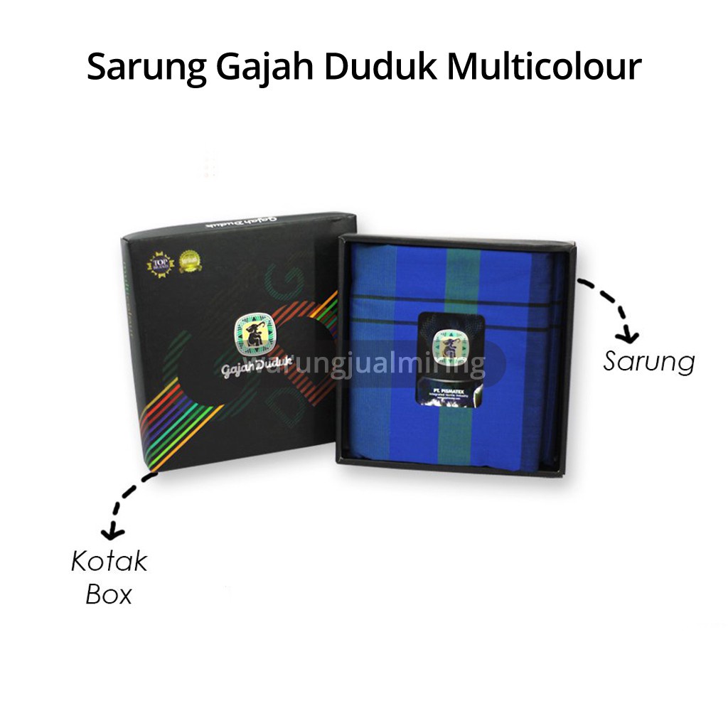 Sarung GAJAH DUDUK Multicolour Multi Color Kain Tenun Motif Warna Dewasa Pria Laki Cap Solat Sholat Remaja Kang Santri Tanggung Salat Murah Grosir Lebaran Sunat Biru Merah Hitam Gelap Abu Abu Putih Hijau Coklat Multicolor Cowok Gadjah Mangga Super Premium