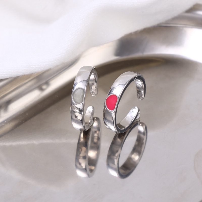 Glow In Dark Fashion Lovers Rings Luminous Ring INS Best Friends Pasangan Hari Valentine Perhiasan Hadiah Pembukaan Cincin Yang Dapat Disesuaikan Biru Pink Hati Paduan Cincin Perhiasan Pesta Romantis