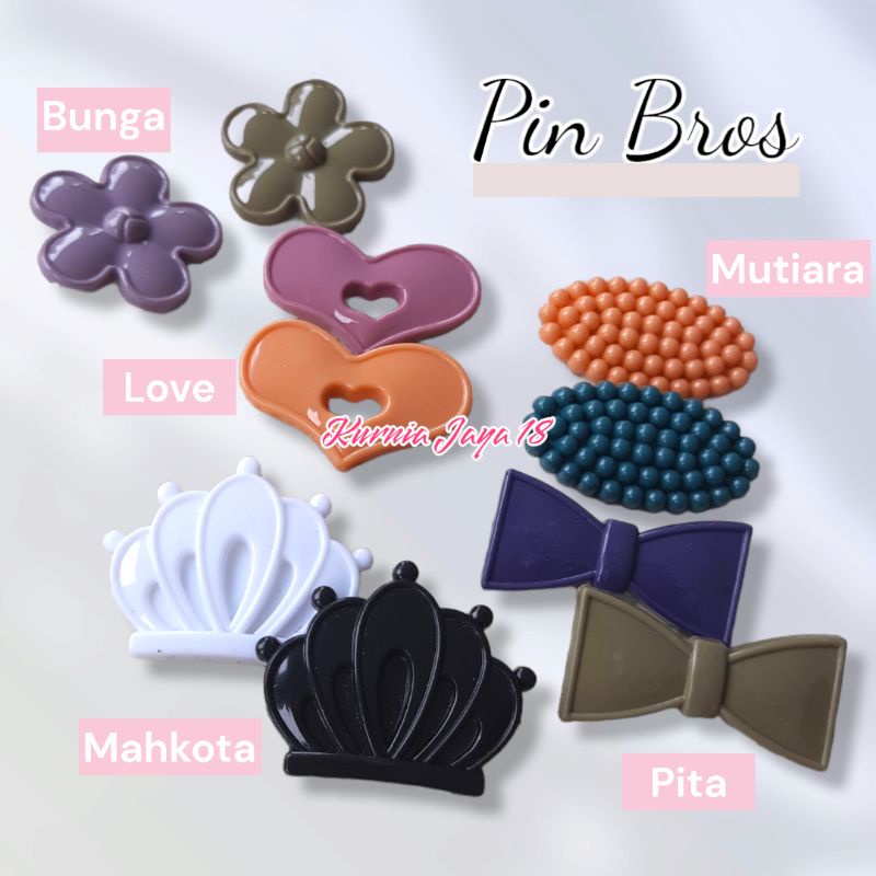 BELI 1 GRATIS 1 Bros Dagu Peniti Hijab Karakter Pita / Love / Bunga