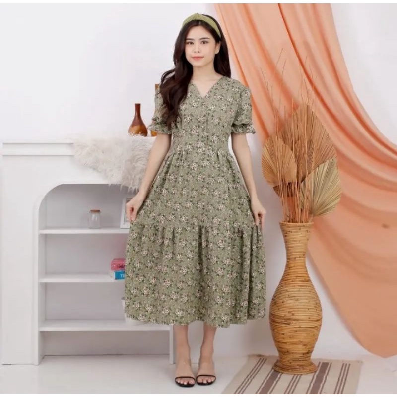 dress wanita, dress natal, dees hijau, korea dress, premium+free items random baju natal