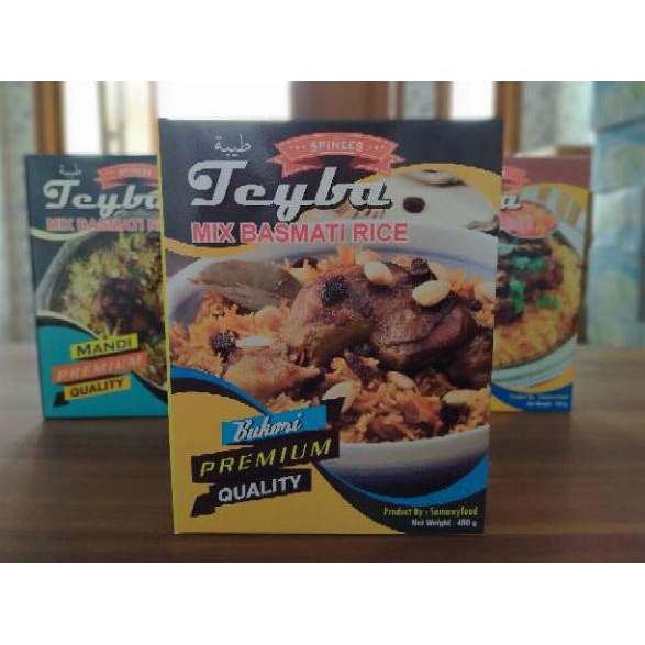 

㊏ Teyba Beras Basmati + bumbu Nasi Arab Instan Kabuli, Mandi, Bukhori, Biryani/ Briyani 500 gram kemasan terbaru ゞ