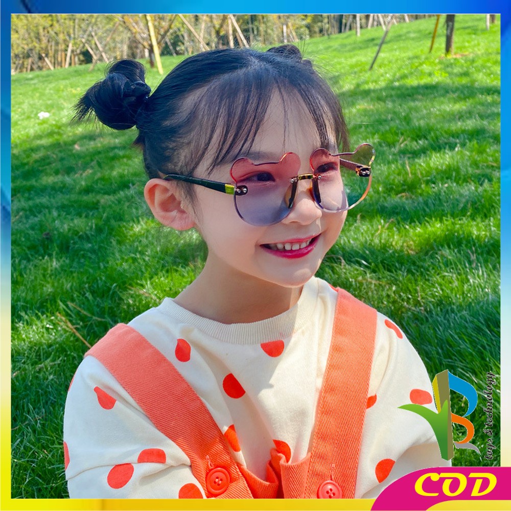 RB-C672 Kacamata Beruang Hitam Anak Bayi Kaca mata Bear Shape Gaya Korea Sunglasses Kids Fashion Tanpa Bingkai Kacamata Telinga Beruang