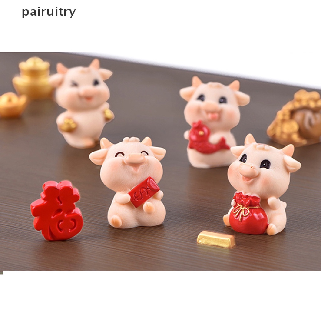 Prt DIY Mini Miniatur OX Ornamen Taman DIY Dekorasi Aksesoris Rumah Boneka Ternak PRT