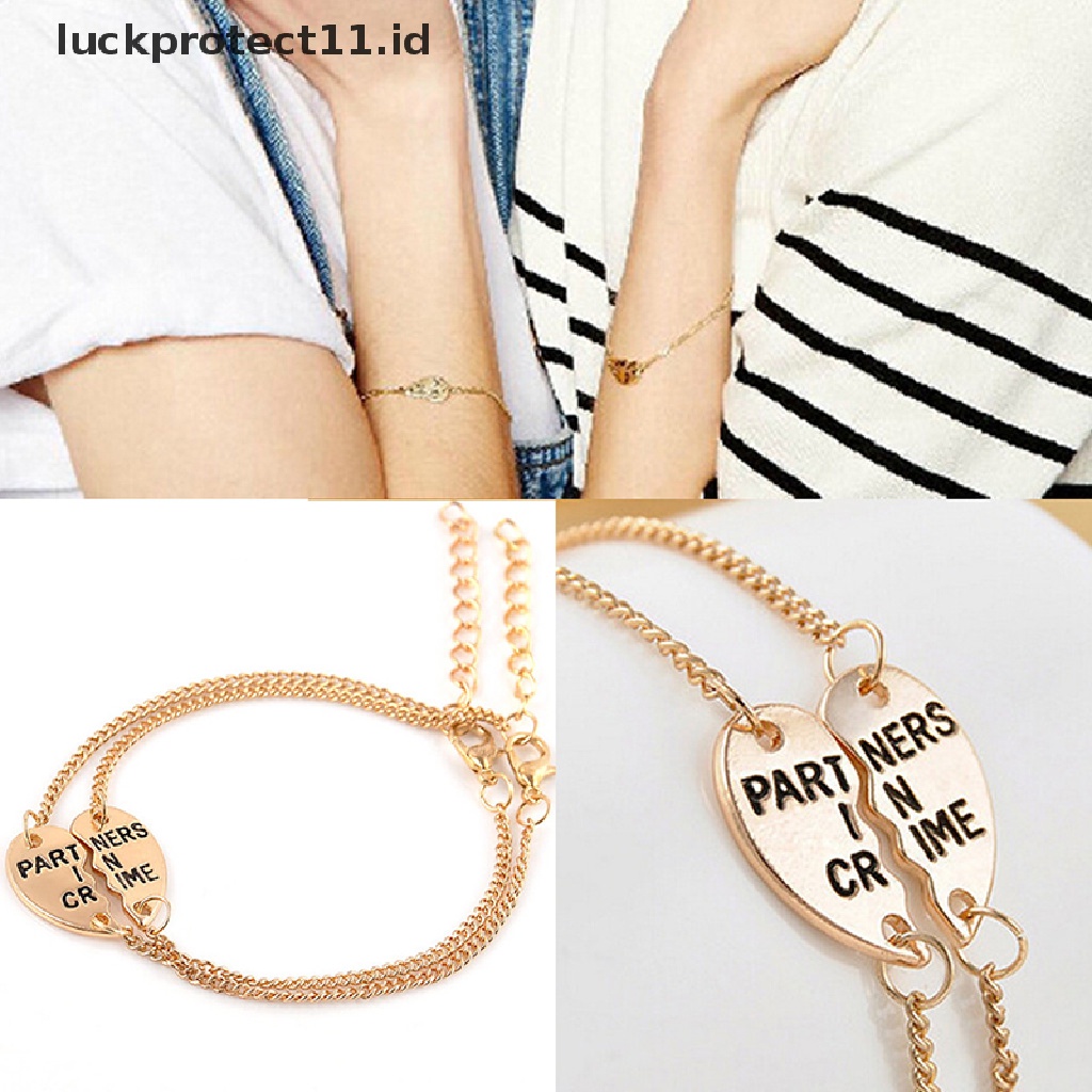 /Fashion Hot// Fashion// 2pcs Set Gelang Liontin Hati Belah Sahabat Selamanya Untuk Hadiah Persahabatan.