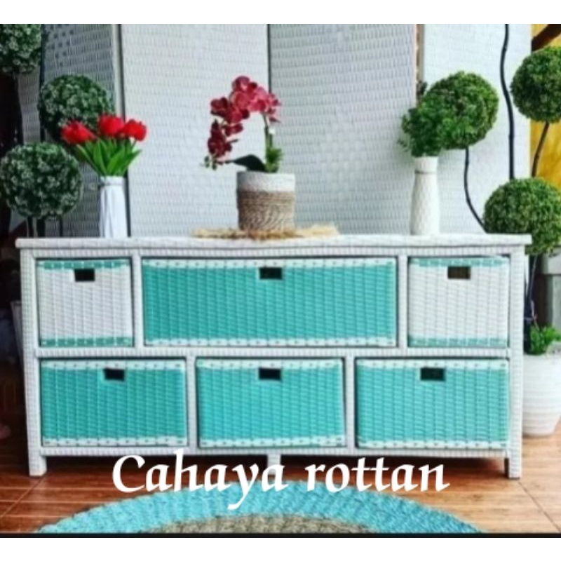 (ready stok) Rak Laci 6 Jasmin | Meja Tv | Lemari rotan | Lemari Rotan Sintetis | Lemari | Rotan