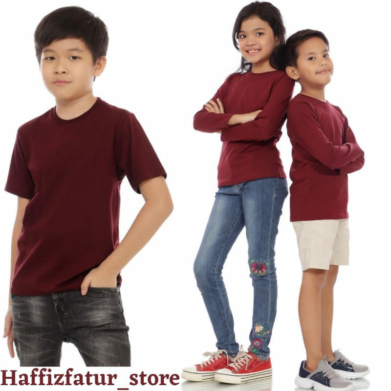 Kaos Anak Polos Laki laki Perempuan Lengan Pendek Lengan Panjang, Kaos polos Anak tanggung, Lakilaki