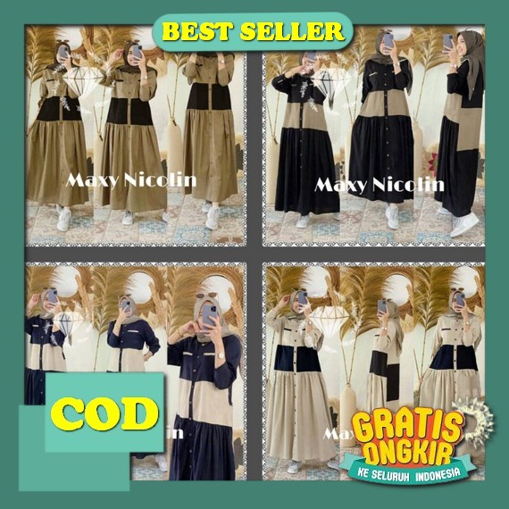 Abraashop - Seina Gamis Ceruty Babydoll M L Xl Kondangan Jumbo Baju Gamis Wanita Terbaru 2022 / Baju