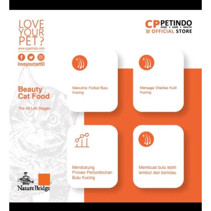Nature Bridge Beauty Cat Food For All Life Stages 9kg (GO-jek) makanan kucing segala usia dry catfood