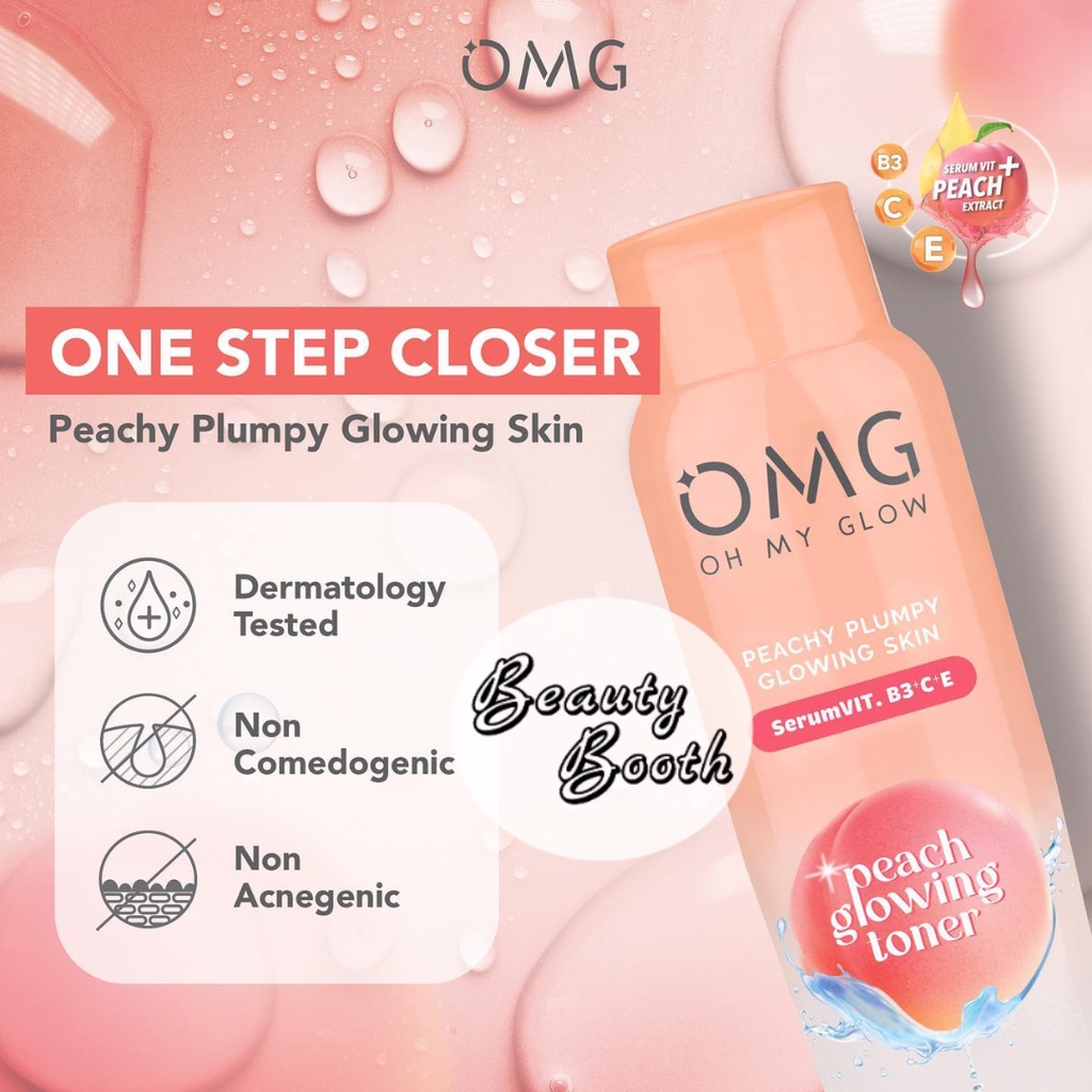 OMG Oh My Glow Peach Facial Wash | OMG Peach Glowing Toner 100ml | OMG Peach Glowing Cream