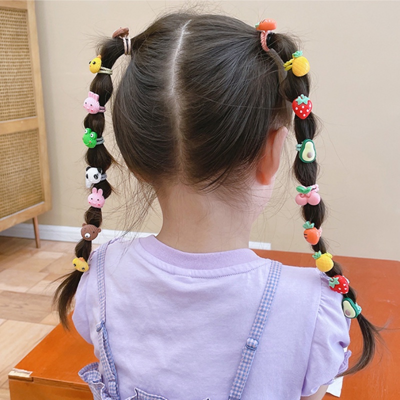 10 Pcs Ikat Rambut Bahan Karet Motif Kartun Untuk Anak