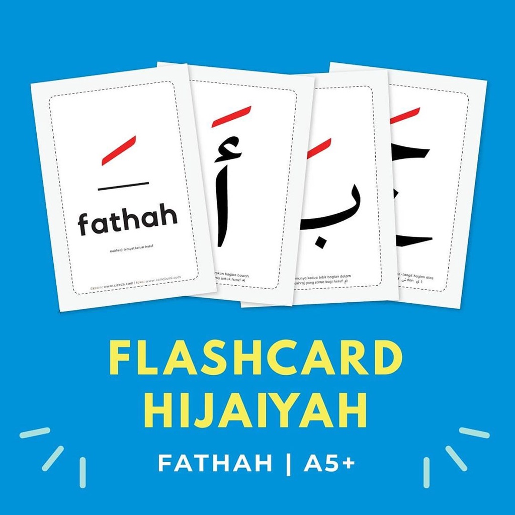 Flashcard Huruf Hijaiyah Fathah A5 by Lumalumi
