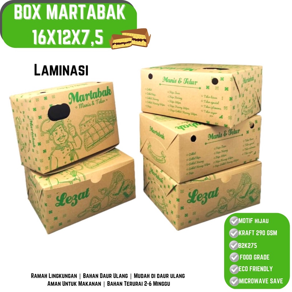 Box Martabak Manis &amp; Telor Laminasi (B2K275-14X12X7.5 Cm)