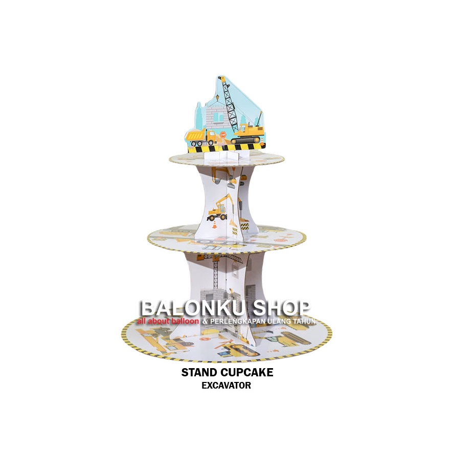 Stand Cupcake 3 Susun Excavator / Tempat Cupcake / Stand Cupcake