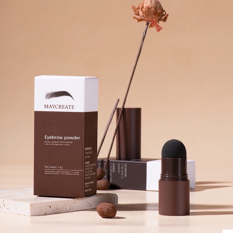 MAYCREATE eyebrow powder cetakan alis instan stamp alis dengan 10 model cetakan alis