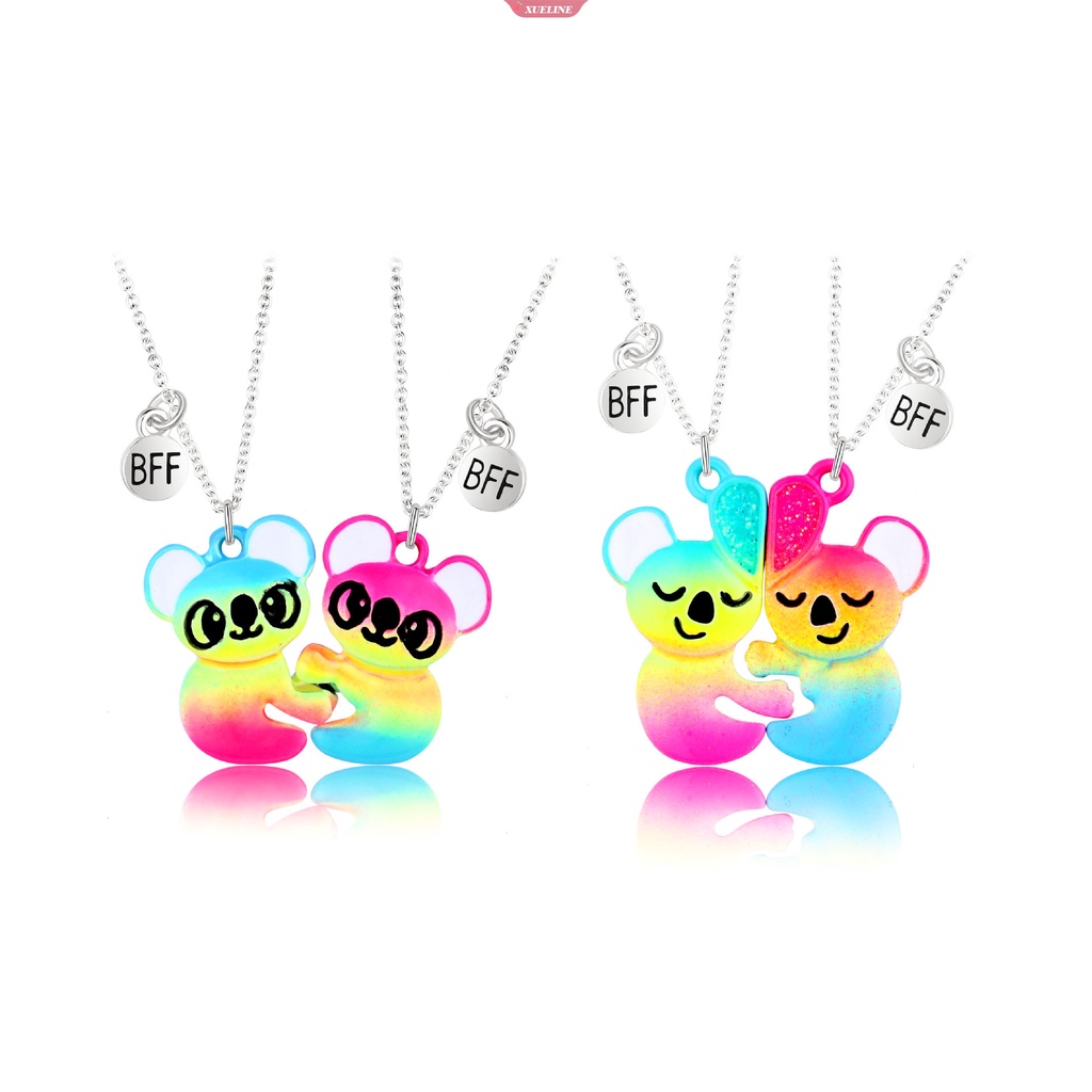 1pasang Sequin patchwork heart best friend Kalung Liontin Rantai BFF Persahabatan Liontin Perhiasan Hadiah [ZXL]