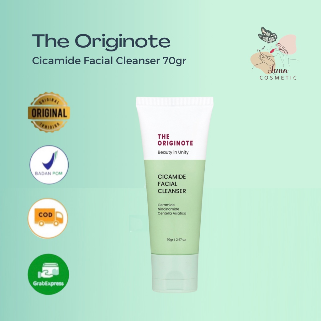 The Originote Cicamide Facial Cleanser 70gr - Face Wash Sabun Cuci Muka Mencerahkan with Ceramide, Niacinamide and Centella Asiatica