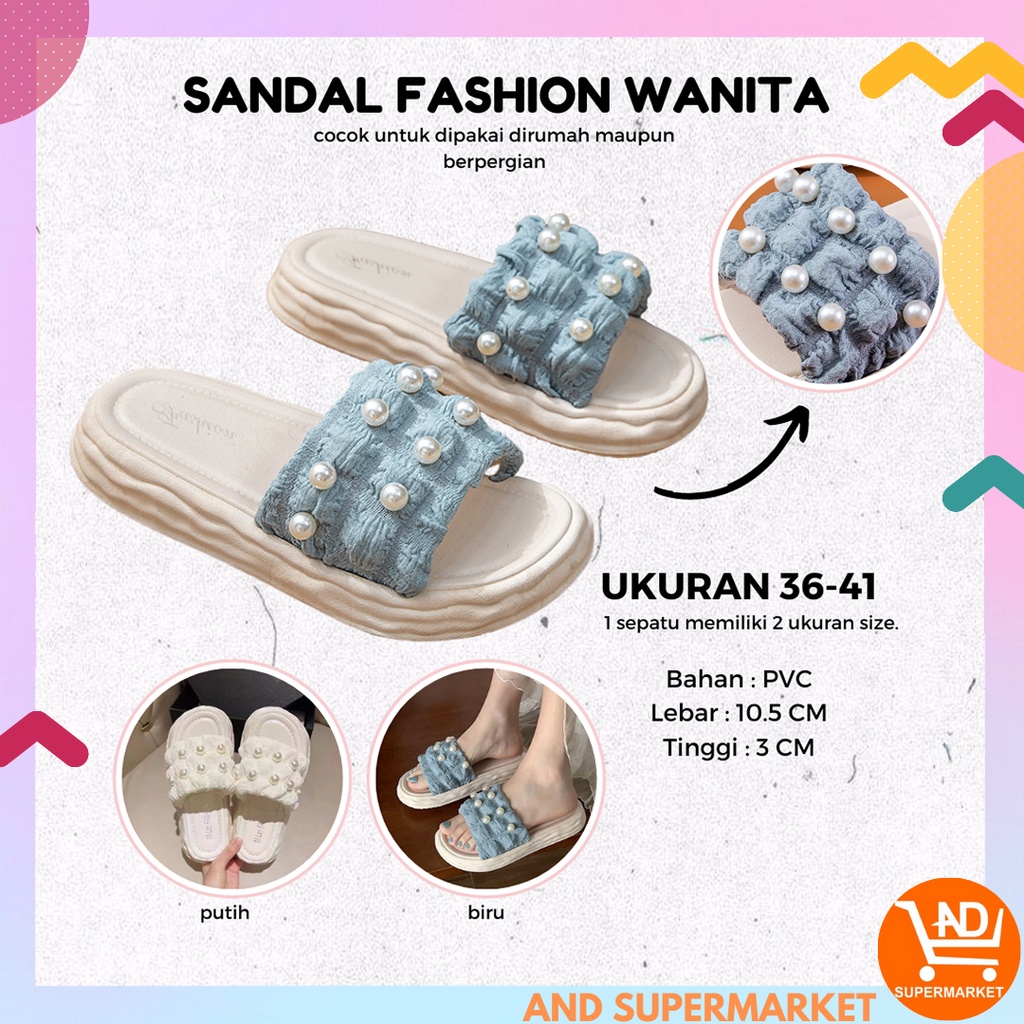 AND / COD / Sandal Wanita Import Sendal Jalan Perempuan Kekinian Sandal Kasual Fashion Cewek Korea Sendal Selop Wanita Murah SPT-36