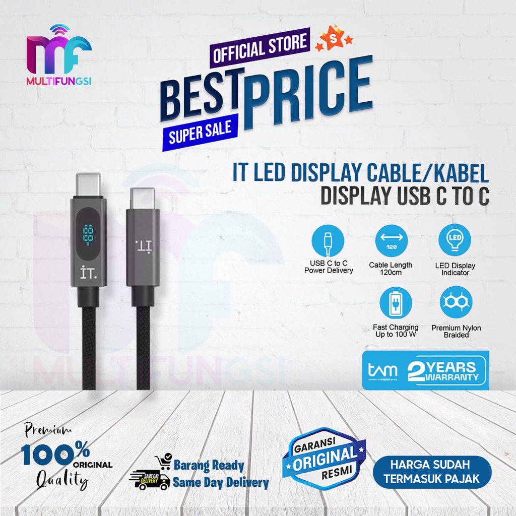 IT LED Display Cable USB C to C - Original Garansi Resmi