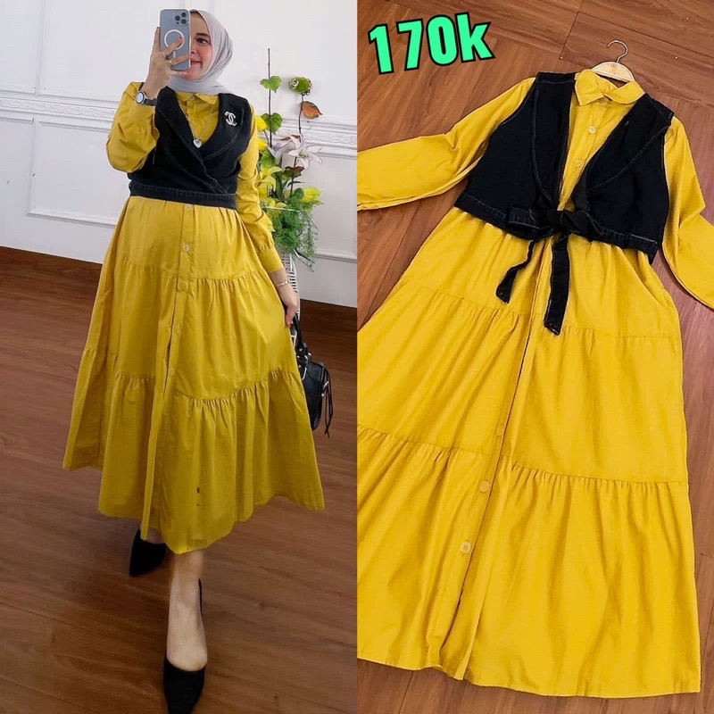 Dress rompi//Gamis rompi kekinian//Gamis