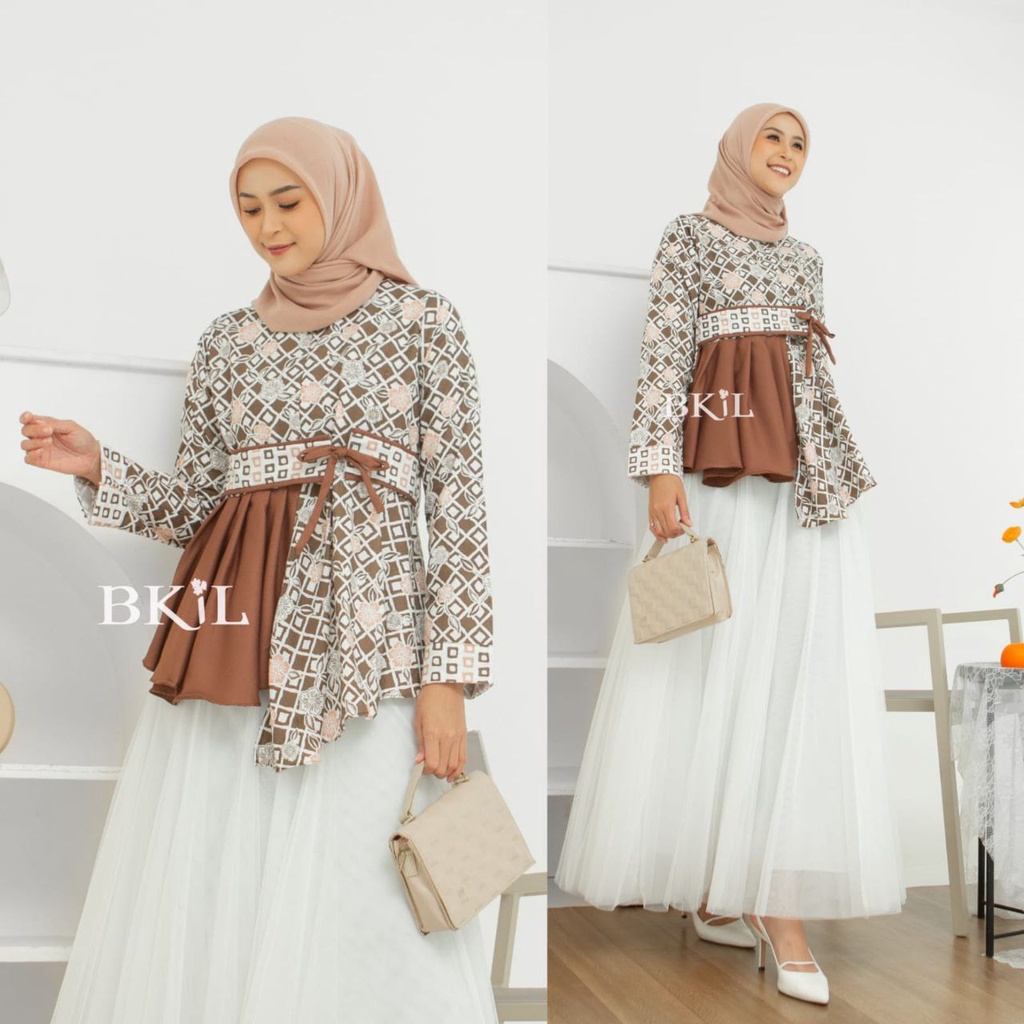 Baju Batik Wanita Modern Atasan Blouse Batik Kerja Kantor Wanita Seragam Batik Modern M L XL XXL