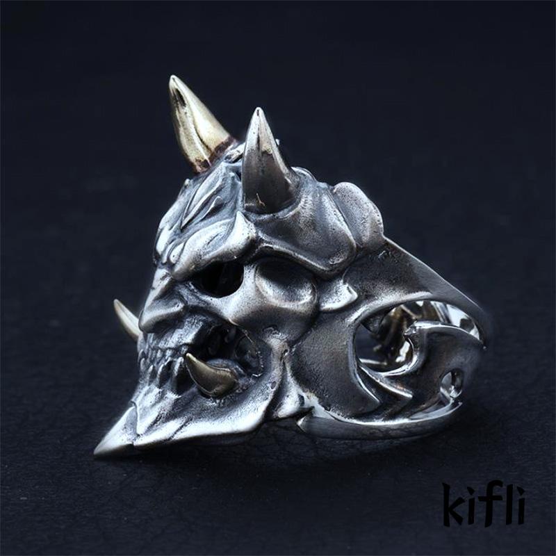 [KD] Electroplating Skull Opening Adjustable Alloy Mask Ring Cincin Dua Warna