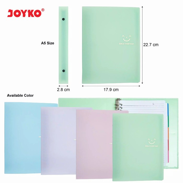 

MAP BINDER B5 JOYKO WARNA PASTEL (26 RING)